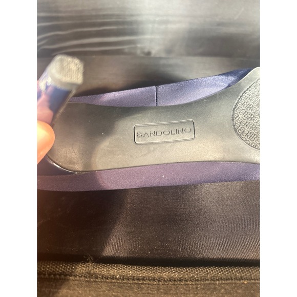 Banolino Womens‎ Navy Blue Fabric Peep Toe High Heel Pumps - Picture 3 of 4